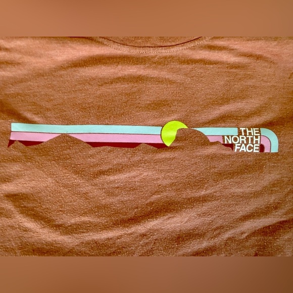 🌄 The North Face Women’s Graphic Tee Large Rust Pink Retro Mountain Logo Shirt - Picture 5 of 13